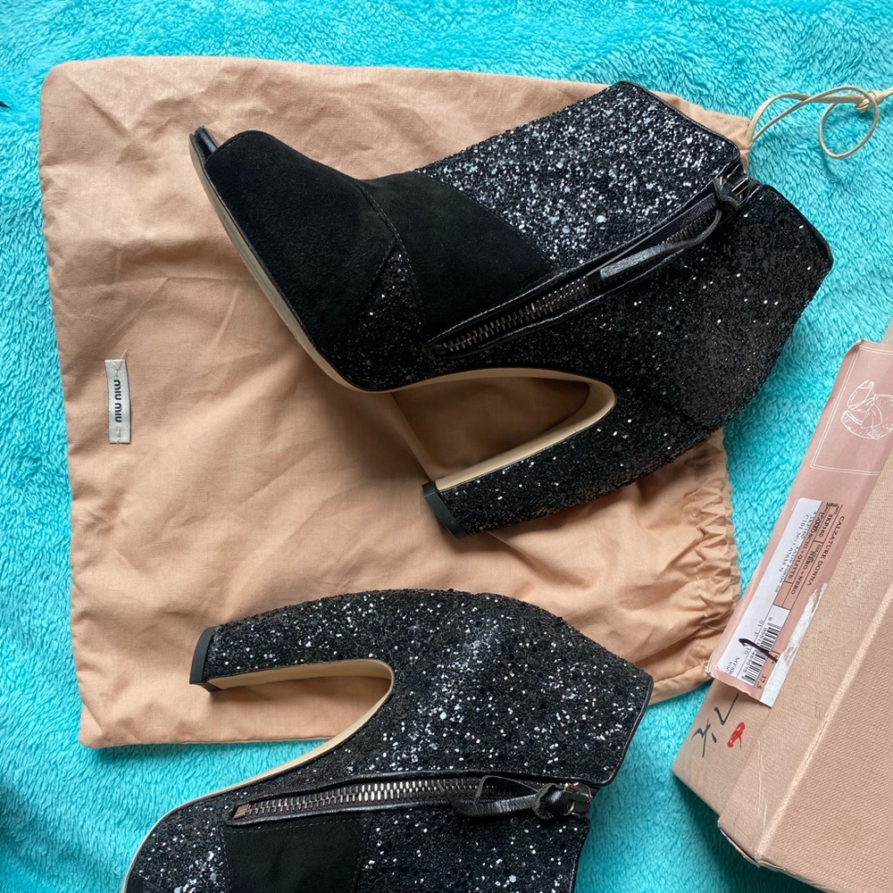 Miu Miu By Prada Runway Side Bow Glitter Curve Ba… - image 6